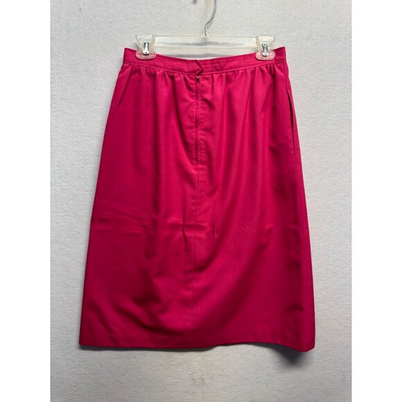 Vintage Hot Pink A-Line Midi Skirt With Side Pockets Back Zipper Closure Womens - Picture 2 of 9